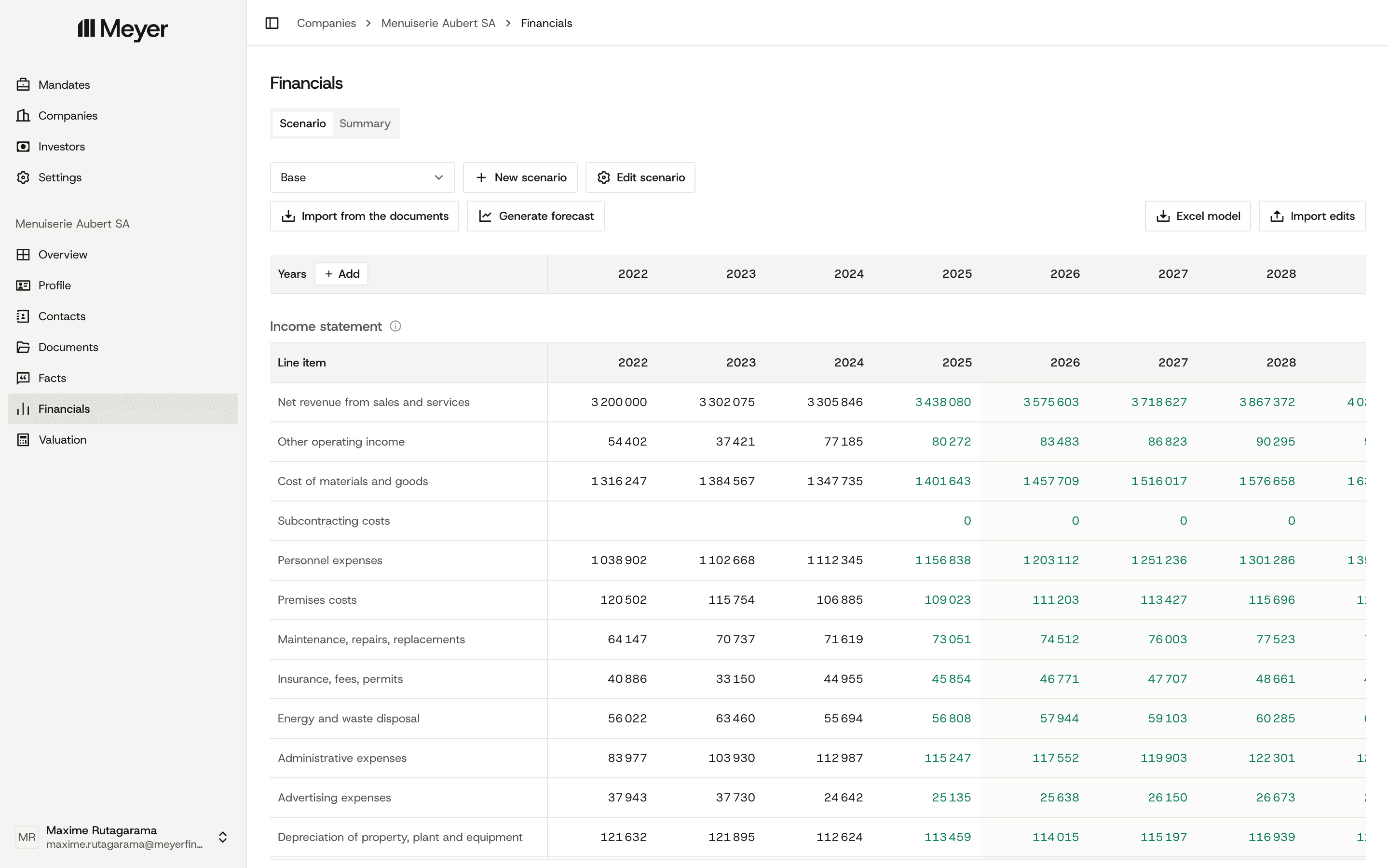 The Meyer Transaction OS: a company's financials grid